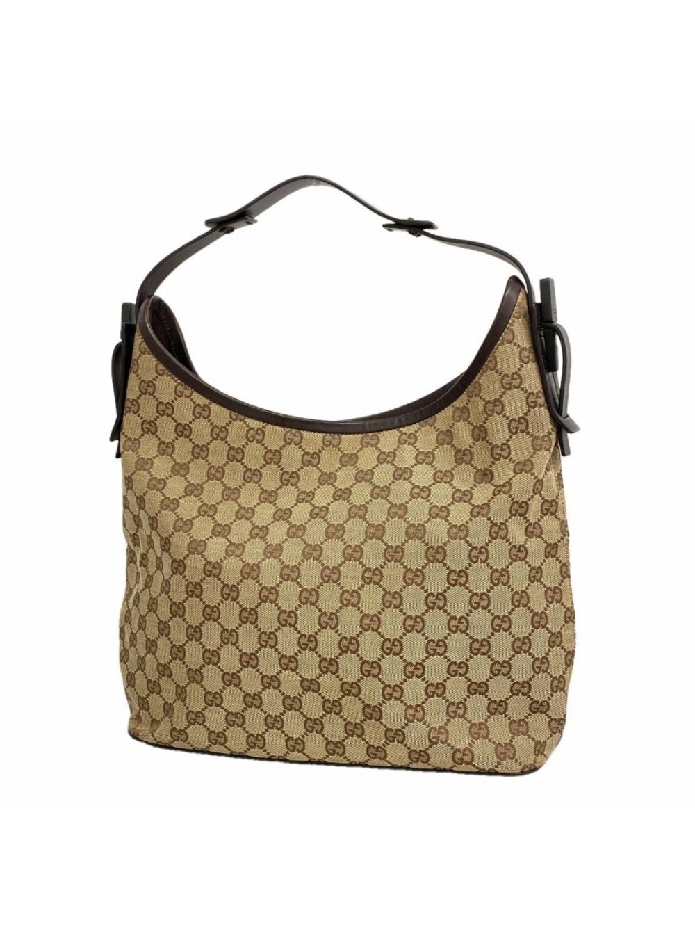 Gucci Shoulder Bag GG Canvas Brown Silver